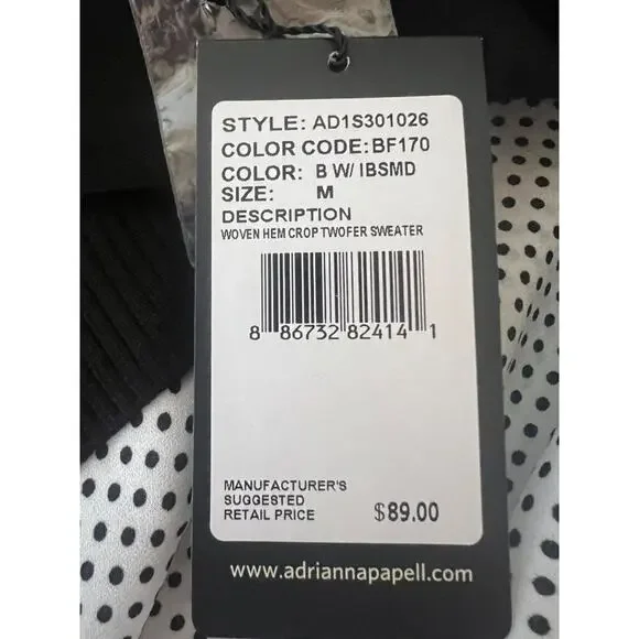 ADRIANNA PAPELL WOMENS WOVEN HEM CROP TWO FOR ONE SWEATER - Picture 12 of 15